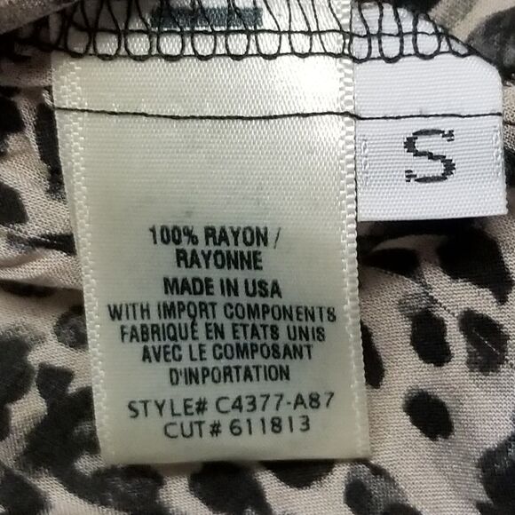 Cloth & Stone Small Top Sheer Leopard Long Sleeve Shirt Smocked Waist & Wrist - Picture 7 of 10